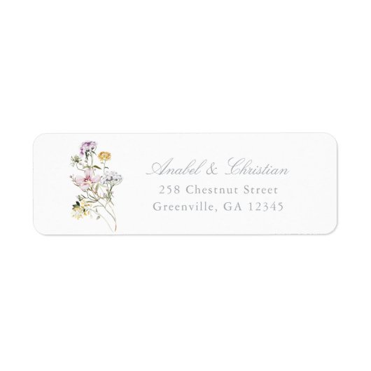 Elegant Wildbloemen Blush Return Address Label (Voorkant)