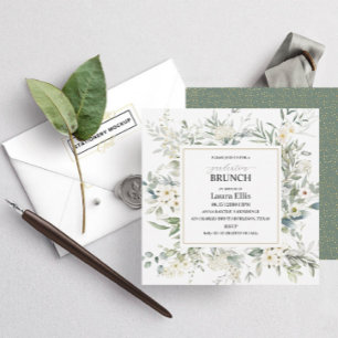 Elegant wildbloemfloral afstuderen brunch invita kaart