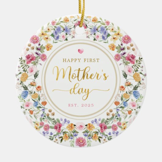 Elegant Wilde Bloem met 1 Moederdag Gift Keramisch Ornament (Voorkant)