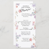 Elegant Wilde Bloemen Baby shower Menu (Voorkant / Achterkant)