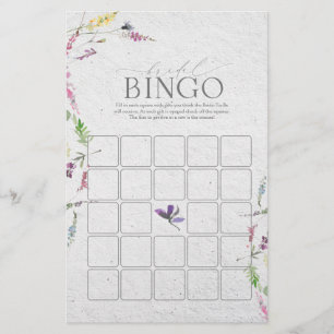 Elegant Wilde Waterverf Bridal Bingo Game