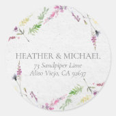 Elegant Wilde Waterverf Return Address Ronde Sticker (Voorkant)