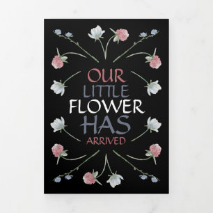 Elegant Wildflower, 3 Foto Collage Baby Birth Drieluik Aankondiging