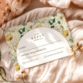 Elegant Wildflower Arch Minimal Wedding RSVP Kaartje