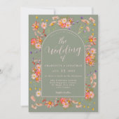 Elegant Wildflower Arch Sage Green Blush Wedding Kaart (Voorkant)