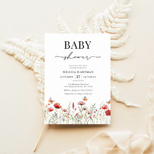 Elegant Wildflower Baby shower Kaart