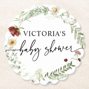 Elegant Wildflower Baby shower Kartonnen Onderzetters