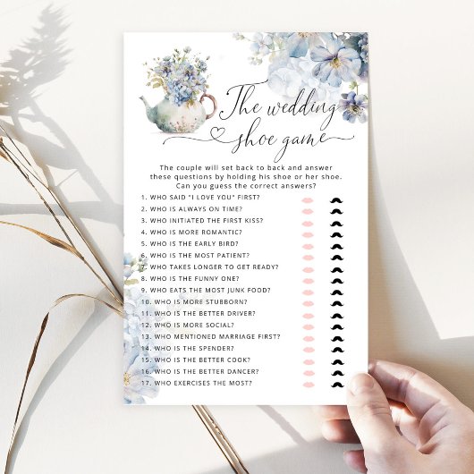 Elegant Wildflower blauw De bruiloft schoen spel