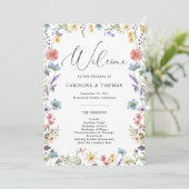 Elegant Wildflower Bloom Script Bruiloft Programma (Staand voorkant)