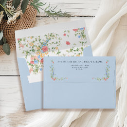 Elegant Wildflower Blue Wedding Retouradres Envelop