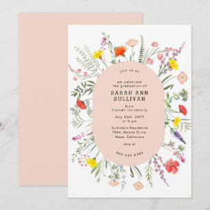 Elegant Wildflower Blush Lijst Afstuderen uitnodig Kaart
