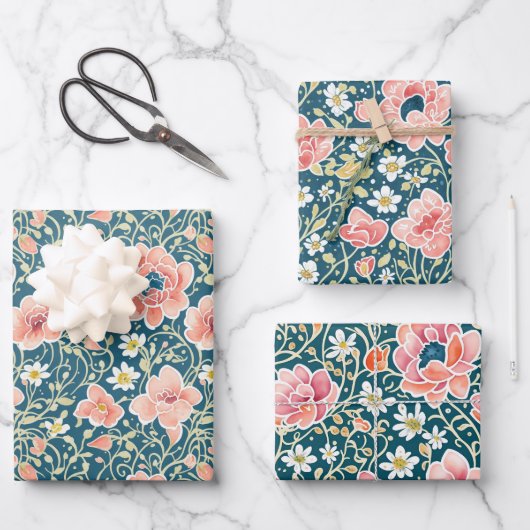 Elegant Wildflower Botanical Pattern Inpakpapier Vel (Voorkant)