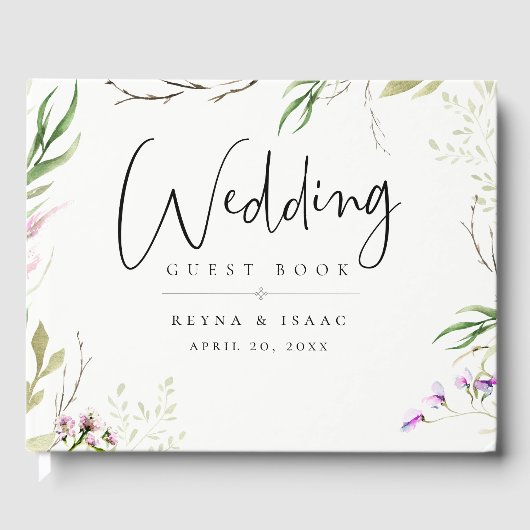 Elegant Wildflower Botanical Wedding Gastenboek (Voorkant)