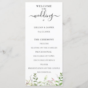 Elegant Wildflower Botanical Wedding Programme Programma