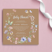 Elegant Wildflower Bruin Neutraal baby shower Kaart