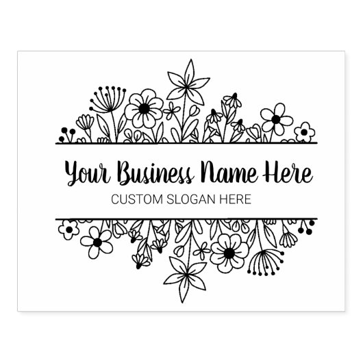 Elegant Wildflower Business Modern Script Rubberstempel (Afrduk)