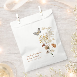 Elegant Wildflower Butterfly Baby shower Bedankzakje