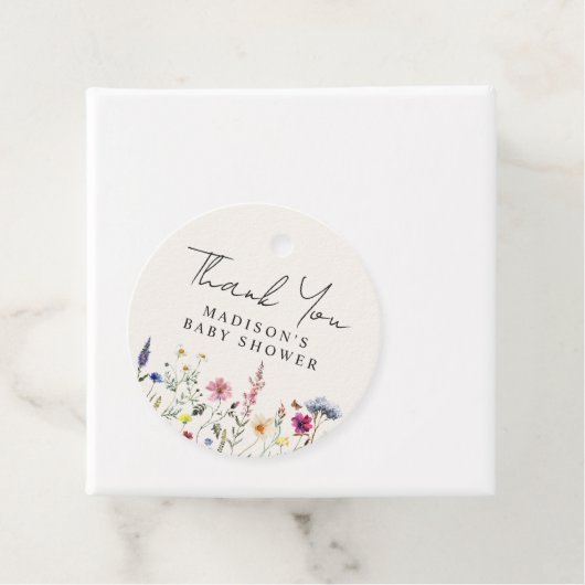 Elegant Wildflower Cream Baby shower Dank u Bedankjes Labels (In situ)