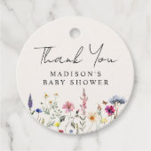 Elegant Wildflower Cream Baby shower Dank u Bedankjes Labels (Voorkant)