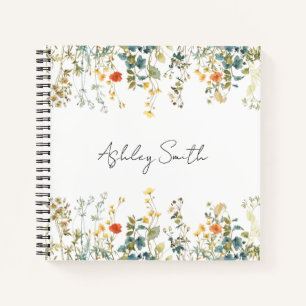 Elegant Wildflower Field gepersonaliseerd Notitieboek