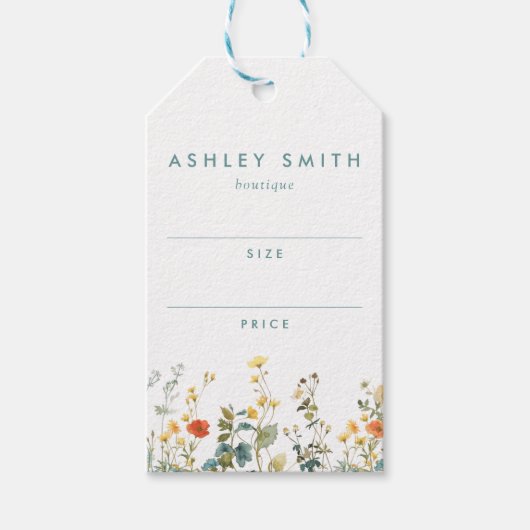 Elegant Wildflower Field Prijs Label Cadeaulabel (Voorkant)