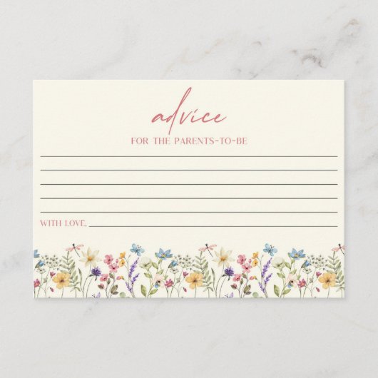 Elegant Wildflower Floral Baby shower Advieskaart (Voorkant)