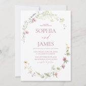 Elegant Wildflower Floral Frame Wedding Kaart (Voorkant)