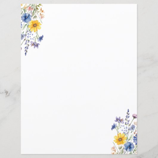 Elegant Wildflower Floral Stationery Paper (Voorkant)