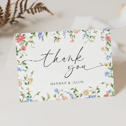 Elegant Wildflower Floral Wedding Bedankkaart