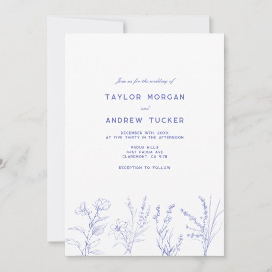 Elegant Wildflower Floral Wedding Invitation (Devant)