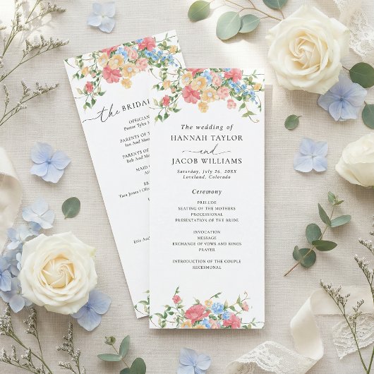 Elegant Wildflower Floral Wedding Program Programma