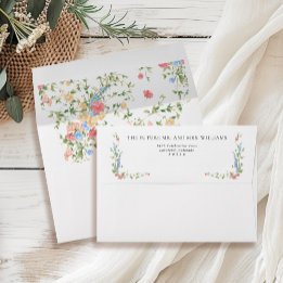 Elegant Wildflower Floral Wedding Return Address Envelop