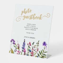 Elegant Wildflower Foto-guestbook Reclamebord Met Voetstuk