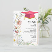 ELegant Wildflower Garden Afstuderen dinermenu Menu (Staand voorkant)