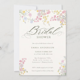 Elegant Wildflower Garden Bridal Shower Kaart