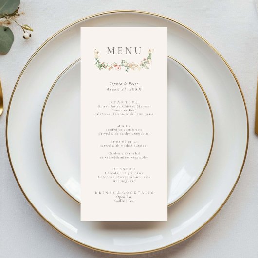 Elegant Wildflower Garden Floral Menu