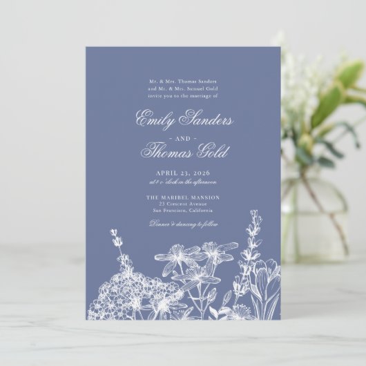 Elegant Wildflower Garden Script Weddenschap Kaart (Staand voorkant)