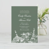 Elegant Wildflower Garden Script Wedding Invitatio Kaart (Staand voorkant)