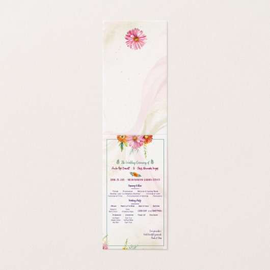 Elegant Wildflower Garden Wedding Programma (Buitenkant ongevouwen)