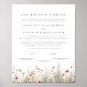 Elegant Wildflower huwelijksakte Poster (Voorkant)