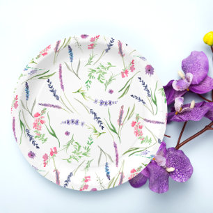 Elegant Wildflower Lavendel Vrijgezellenfeest Papieren Bordje
