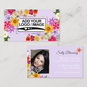 Elegant Wildflower Light Lila met Logo en foto Visitekaartje