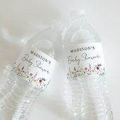 Elegant Wildflower Meadow Baby shower Waterfles Etiket