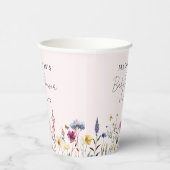 Elegant Wildflower Meadow Blush Roze Baby shower Papieren Bekers (Rechts)
