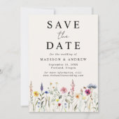 Elegant Wildflower Meadow Cream Wedding Save The Date (Voorkant)
