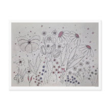 Elegant Wildflower Meadow Line Art