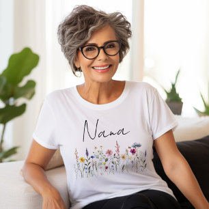 Elegant Wildflower Meadow Nana Baby shower T-shirt