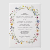 Elegant Wildflower Meadow Wedding Vellum Uitnodigingen (Voorkant)