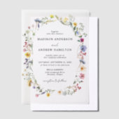Elegant Wildflower Meadow Wedding Vellum Uitnodigingen (Offset)