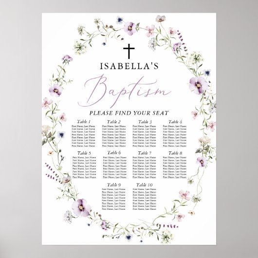 Elegant Wildflower Meisje Dop Zitkaart Poster (Voorkant)